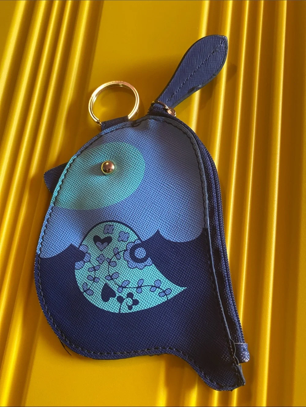 Playful Dog & Bird Keyring Coin Pouches - Black, Pink, Blue, Teal New